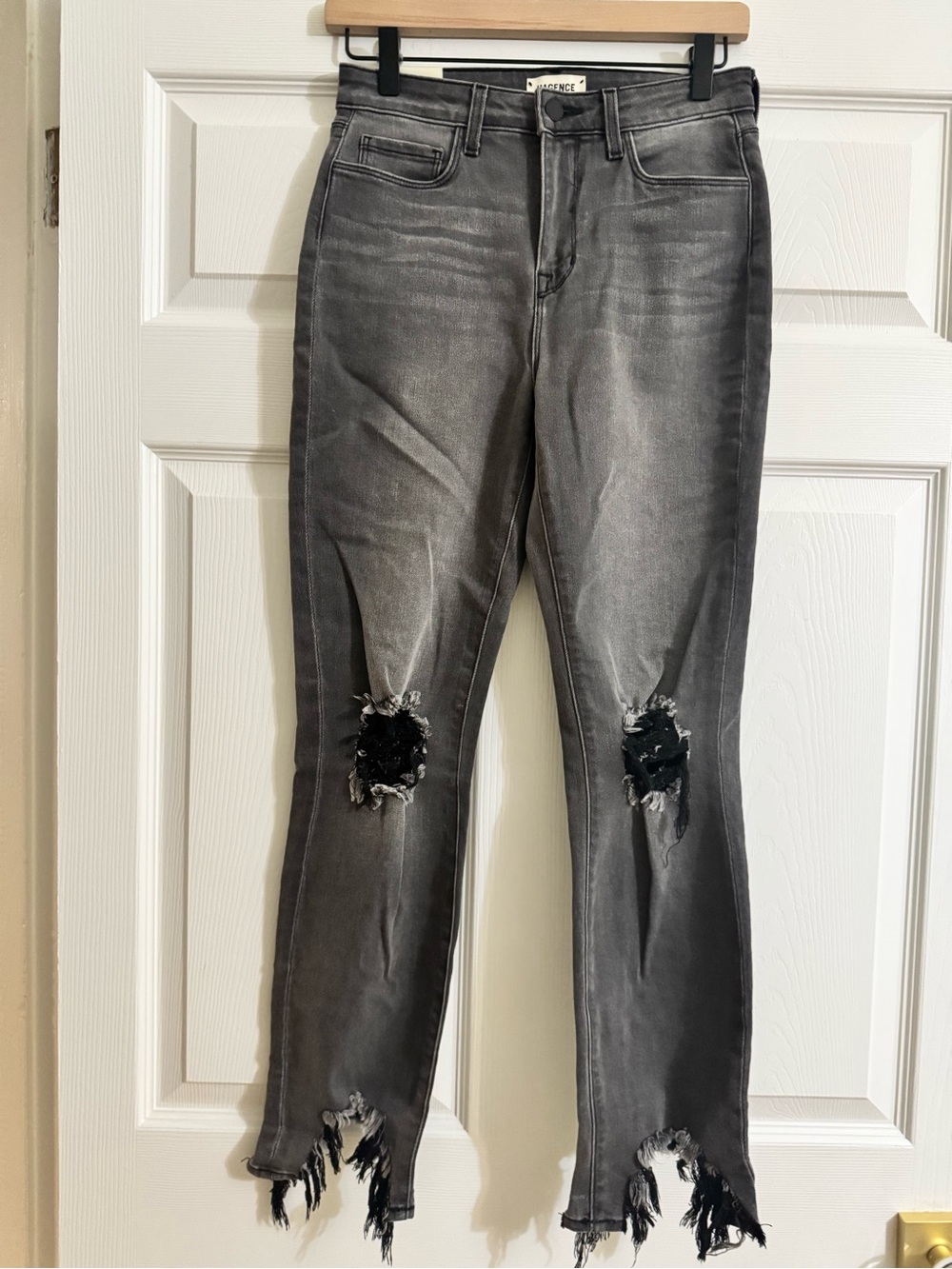 NWT L’AGENCE High Line High Rise Skinny Jeans 26 Grey Distressed
